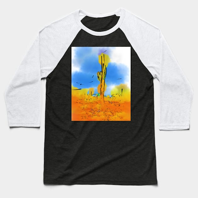 Lone Saguaro Cactus Baseball T-Shirt by KirtTisdale